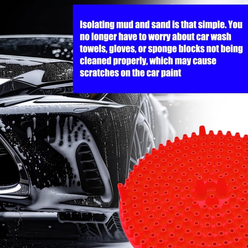 Sandfren 2PCS Car Wash Bucket Grit Trap Insert, 10.2" Vehicle Detailing Washing Filters for Dirt & Debris Trapping, Auto Collecting Sediment Cleaning Tool, Universal for SUV Sedan Truck (Red) - Image 4